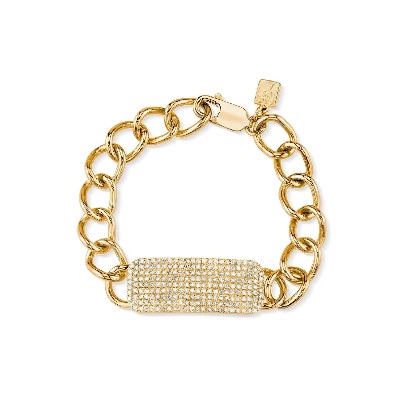 ladies bracelets modern classic-14K Gold Diamond ID Bracelet  BG000434