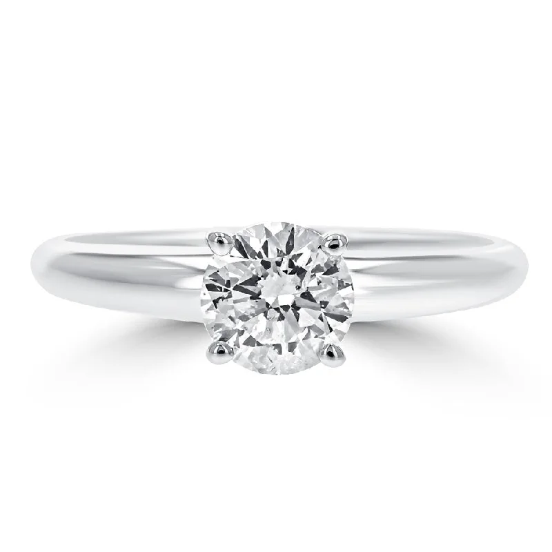 Ladies rings cubic shine band -14KT WHITE GOLD 3/4 CT ROUND DIAMOND SOLITAIRE RING