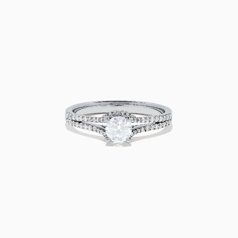 Ladies rings hue radiance -Bridal 18K White Gold Diamond Ring, 0.74 TCW