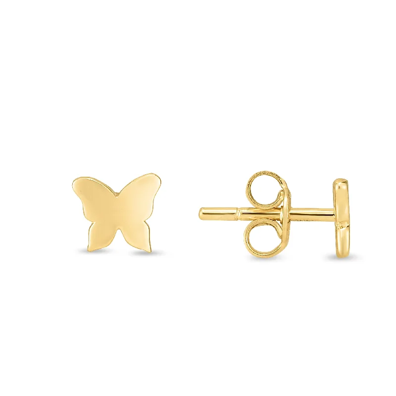 Ladies earrings cog charm -14K Gold Butterfly Stud Earring