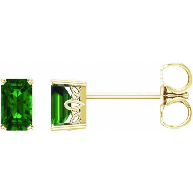 Ladies earrings frost radiance -14K Yellow Lab-Grown Emerald Earrings