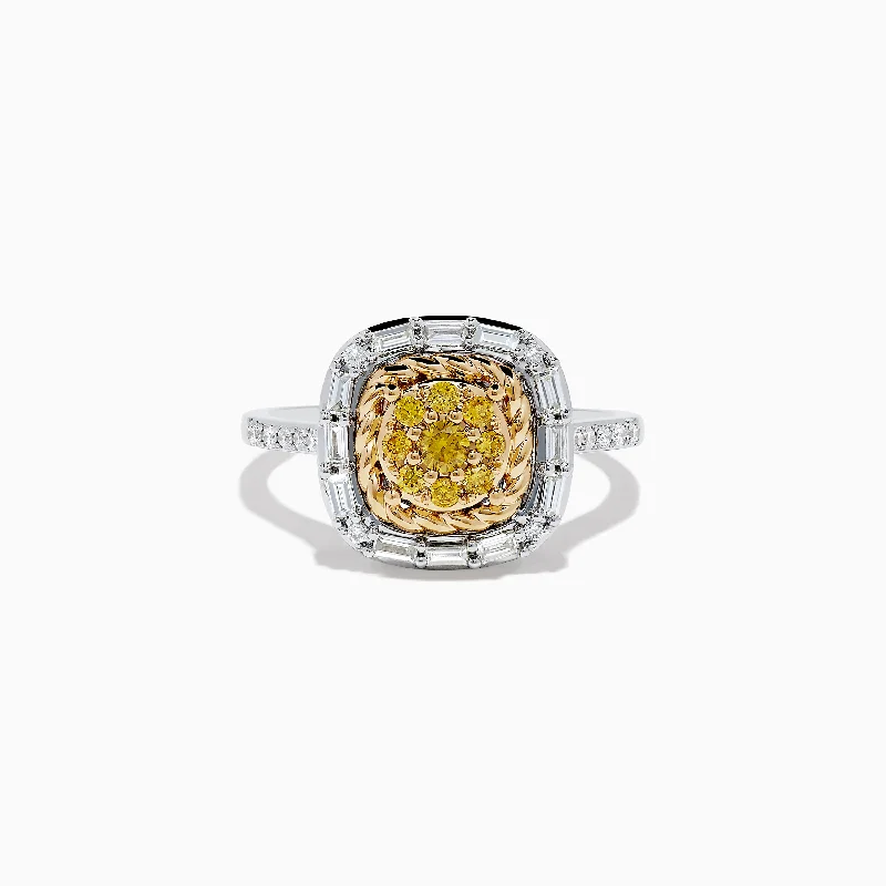 Ladies rings wild charm -Canare 14K Two Tone Gold Yellow and White Diamond Ring