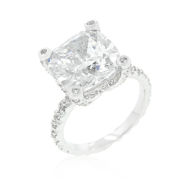 Ladies engagement rings rune radiance -Lucine Brillant Cushion Cut Engagement Statement Ring | 10.7ct