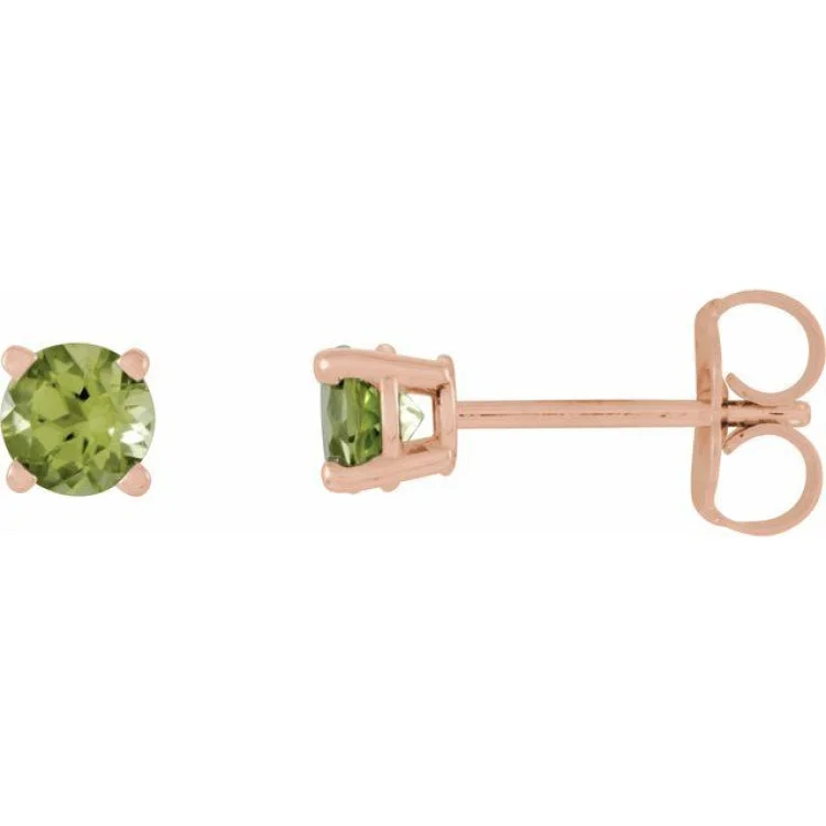 Ladies earrings gaze radiance -14K Rose 4 mm Natural Peridot Stud Earrings