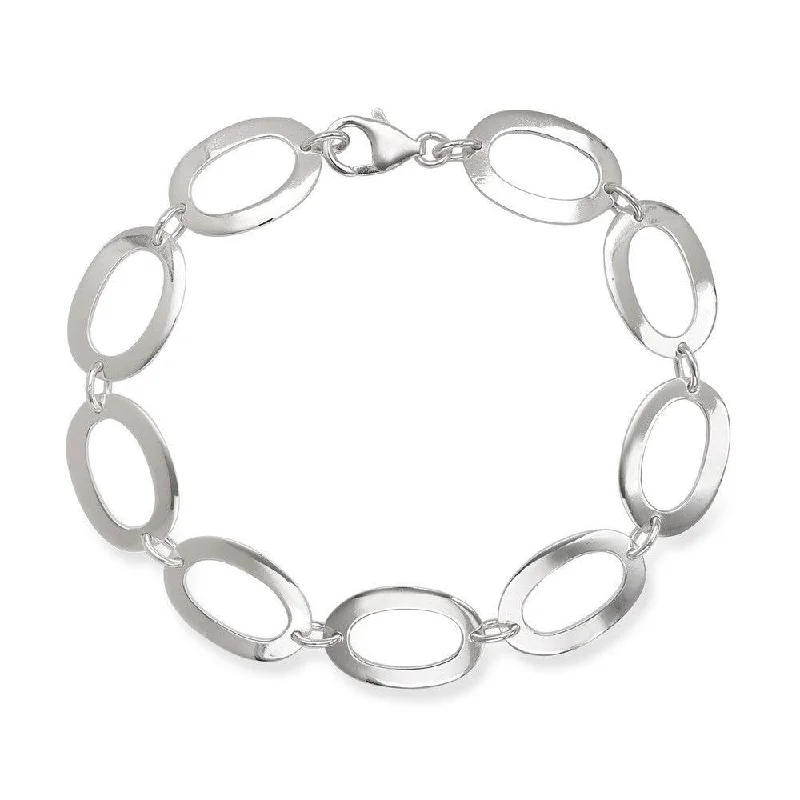 ladies bracelets ratings-Sterling Silver Open Oval Bracelet, 8"