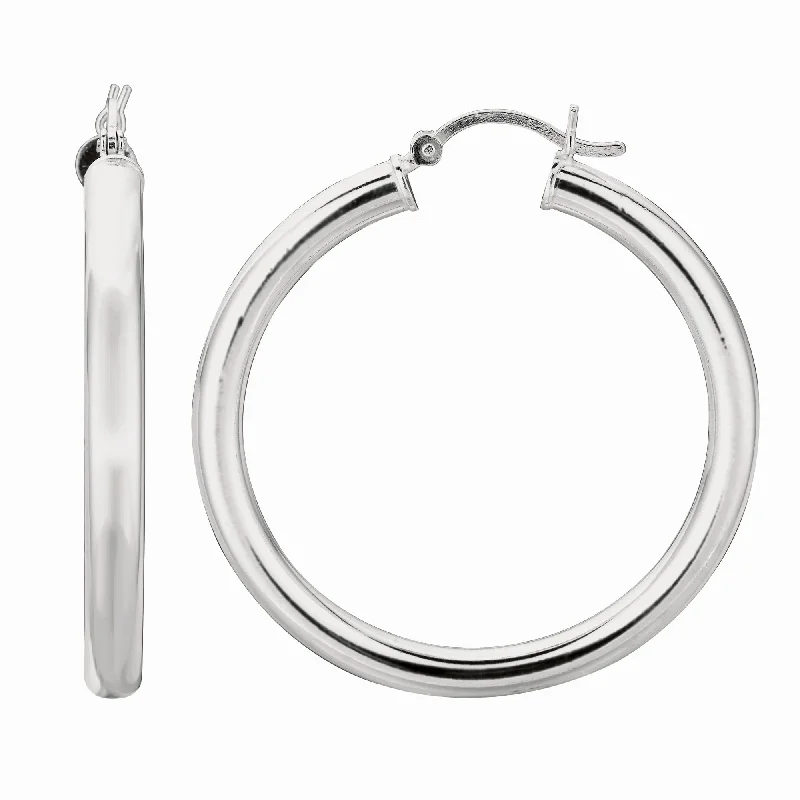 Ladies earrings oath shine -Silver 4x35mm Hoop Earring