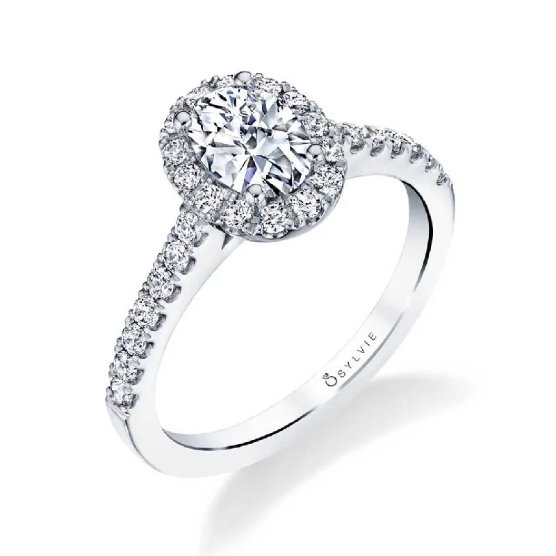 Ladies engagement rings zest radiance -Sylvie Classic Oval Engagement Ring With Halo S1475-OV