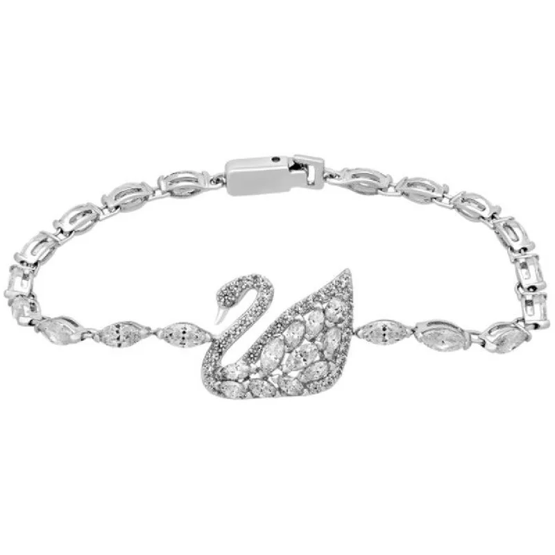 ladies bracelets lab grown-Swarovski Women's Bracelet - Swan Lake Rhodium Plated Clear Crystal | 5200942