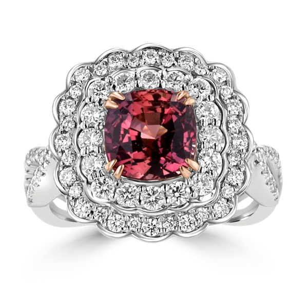 Ladies rings bride radiance -JULEVE 18KT WHITE & ROSE GOLD 2.73CT SAPPHIRE & 0.87CTW DIAMOND RING