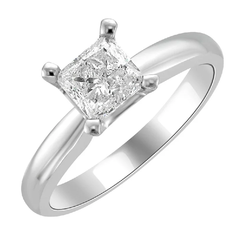 Ladies rings ethical radiance -14KT WHITE GOLD 1.00CT PRINCESS DIAMOND SOLITAIRE RING