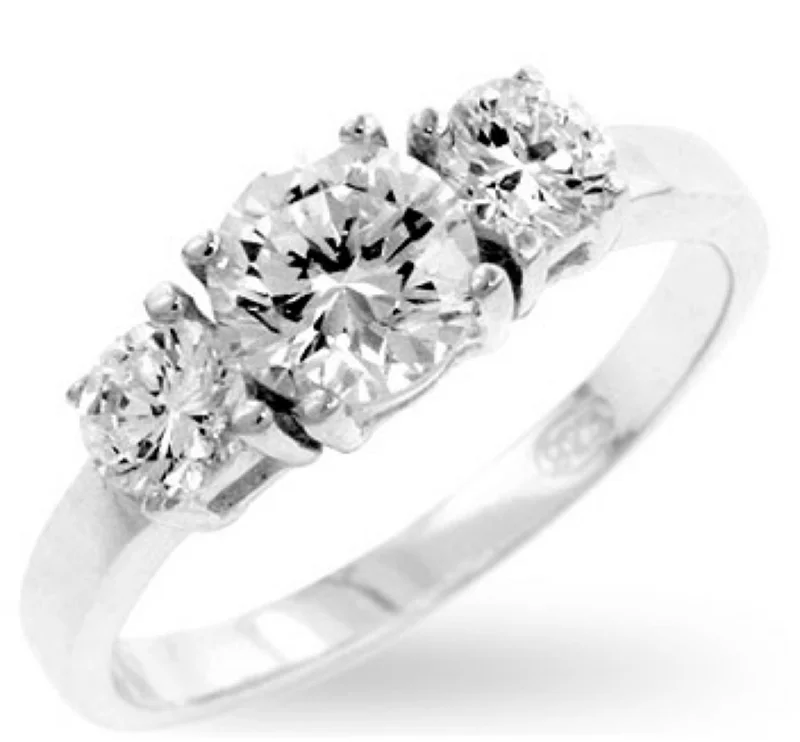 Ladies engagement rings seek shine -Nadia Triplet Round Cut Engagement Ring | 1.5 Carat | Sterling Silver | Cubic Zirconia