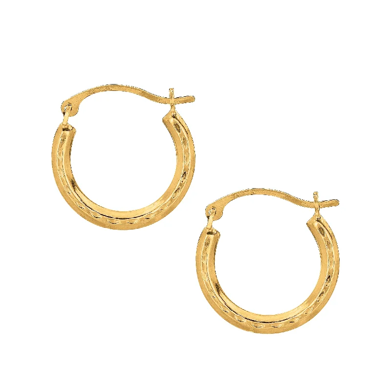 Ladies earrings fame glow studs -10K Gold Mini Diamond Cut Hoop Earring