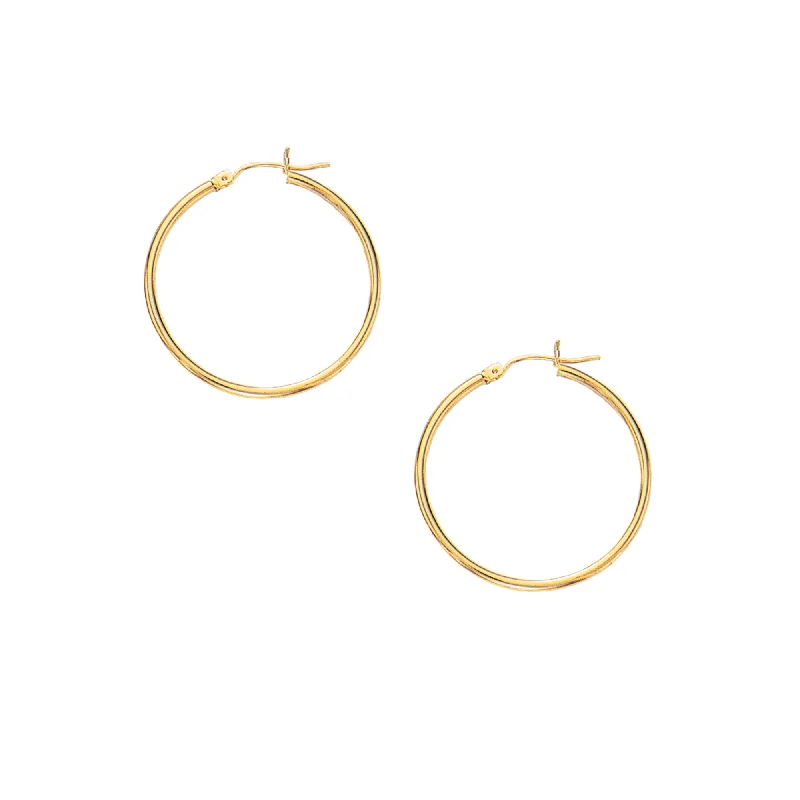 Ladies earrings fire charm -10K Gold 2x30mm Hoop Earring