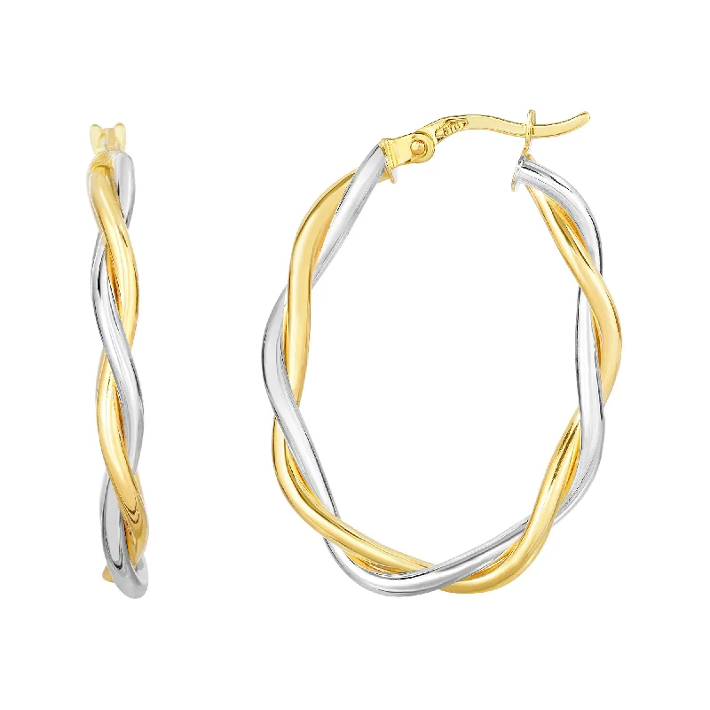 Ladies earrings dune radiance -10K Gold Oval Polished Twist Hoop Earring