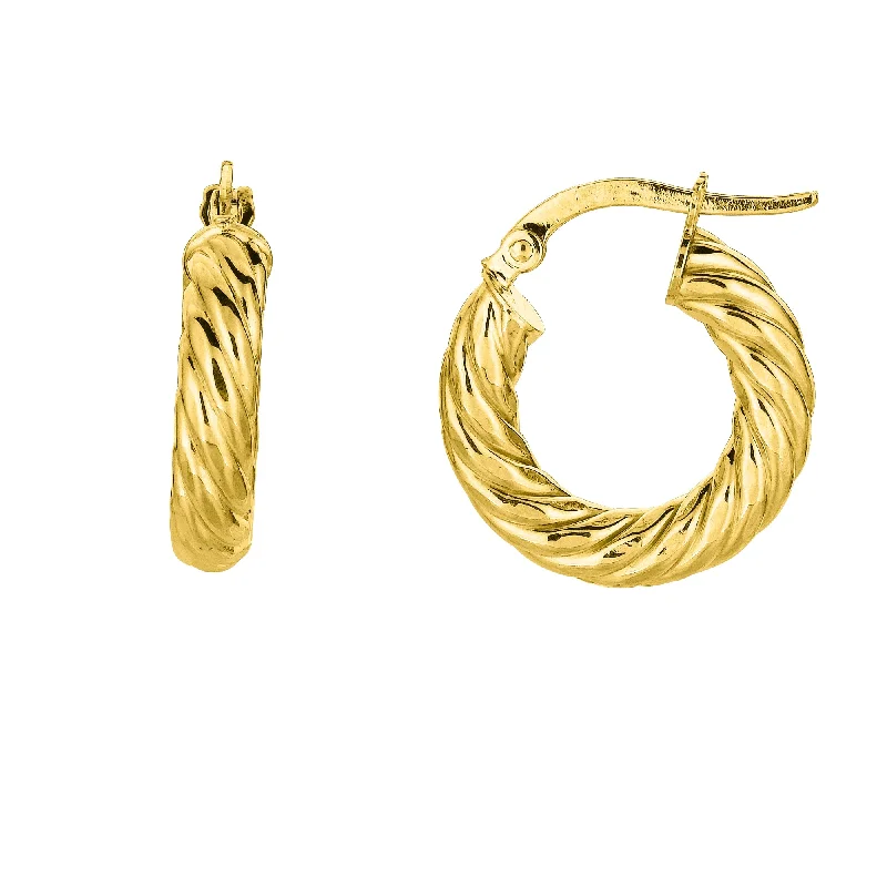 Ladies earrings gaze radiance -14K Gold 4x10mm Twist Hoop Earring