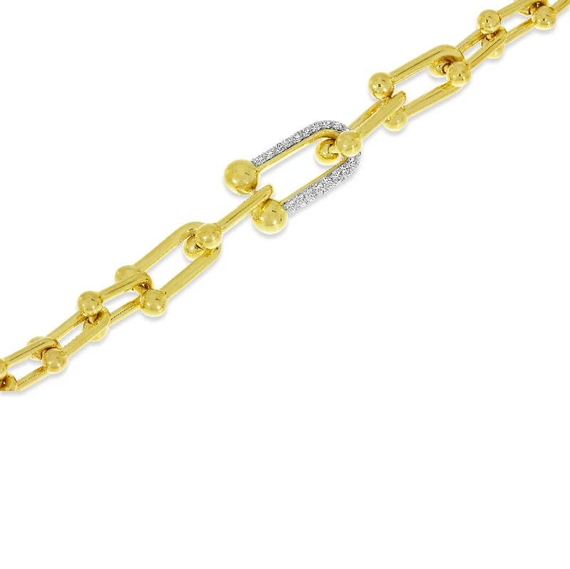 ladies bracelets long lasting-14k Yellow Gold Diamond Link Chain Bracelet TB2651