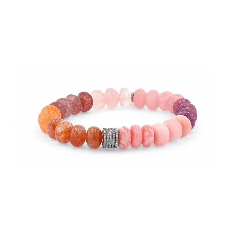 ladies bracelets celebration-Summer Sunset Gemstone Mix and Diamond Bracelet B0003463