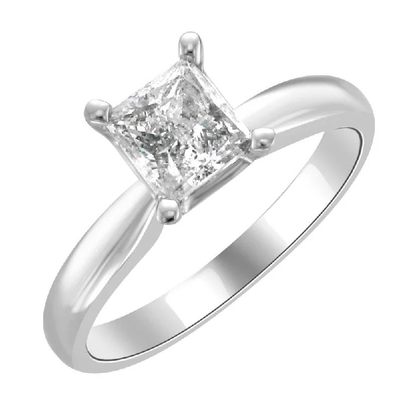 Ladies rings fair shine charm -14 KARAT WHITE GOLD 1.00CT PRINCESS CUT DIAMOND SOLITAIRE RING