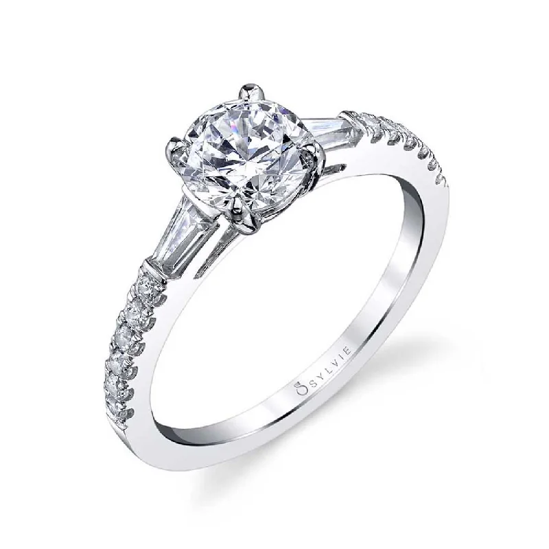 Ladies engagement rings victorian glow -Sylvie Modern Three Stone Engagement Ring S1351