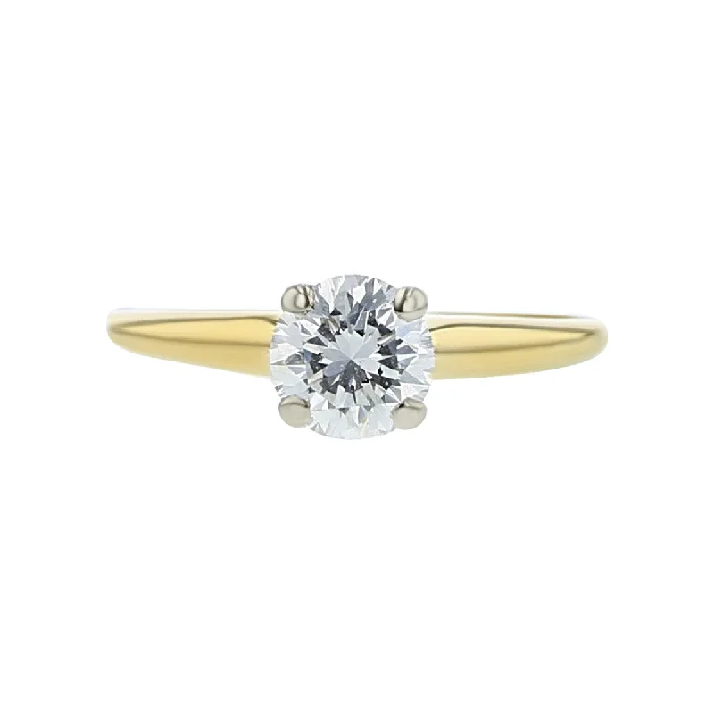 Ladies engagement rings crafted beauty -18K Yellow and White Gold Solitaire Diamond Engagement Ring