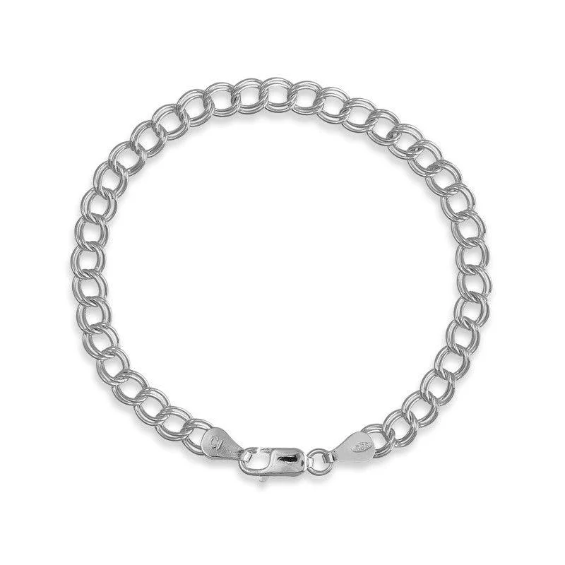 ladies bracelets durable design-Sterling Silver Twin Charm Bracelet, 6"