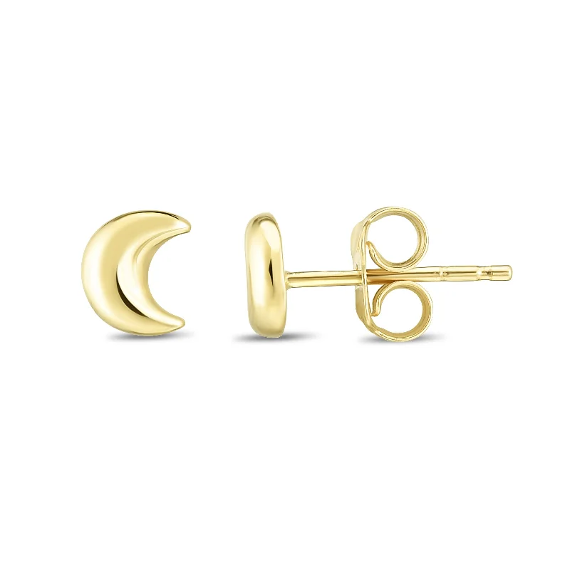 Ladies earrings orbit glow -14K Gold Moon Stud Earring