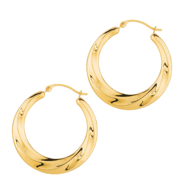 Ladies earrings trunk radiance -14K Gold Round Twist Back to Back Hoop Earring