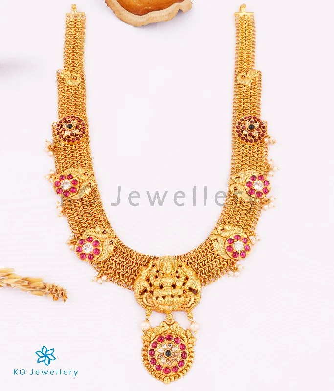 ladies necklaces yellow gold-The Padmalaya Antique Silver Lakshmi Necklace