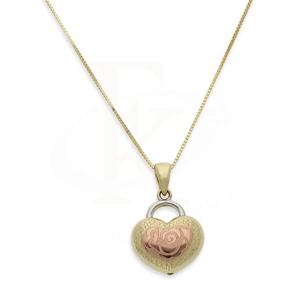 ladies necklaces pink-Gold Heart Necklace  (Chain with Pendant) 18KT - FKJNKL18K2400