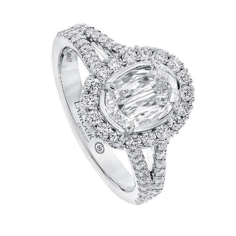 Ladies engagement rings past shine ring -L'Amour Crisscut Oval Diamond Engagement Ring