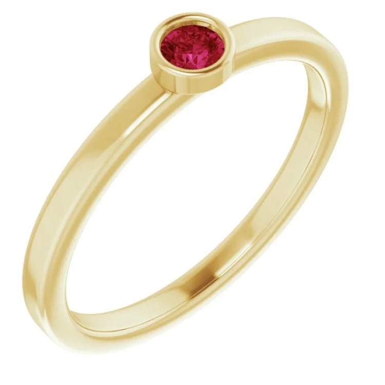 Ladies rings shade radiance -14K Yellow 3 mm Natural Ruby Ring