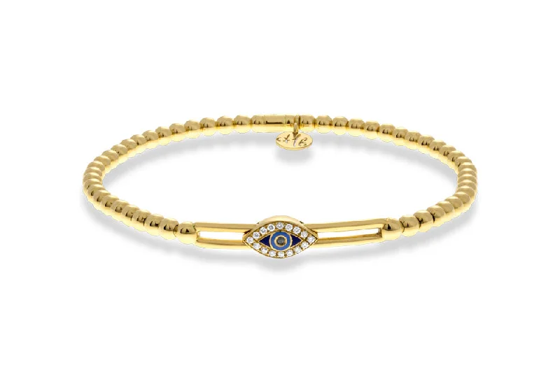 ladies bracelets eye catching-Hulchi Belluni 18K Yellow Gold Diamond & Sapphire Evil Eye Bracelet - 20373A-YSW