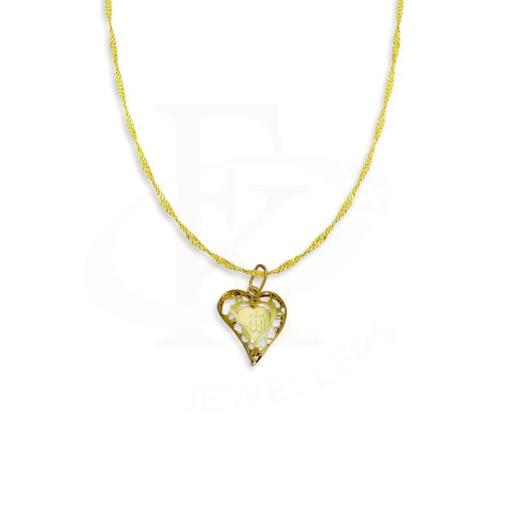 ladies necklaces classic-Gold Necklace (Chain with Heart Allah Pendant) 18KT - FKJNKL1467