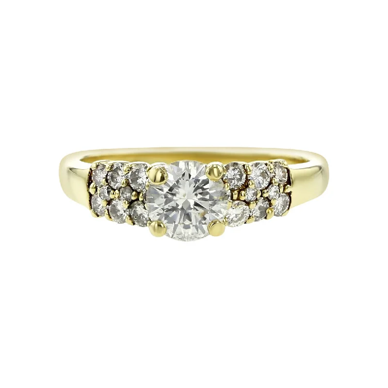 Ladies engagement rings sleek modern glow -18K Yellow Gold Diamond Engagement Ring