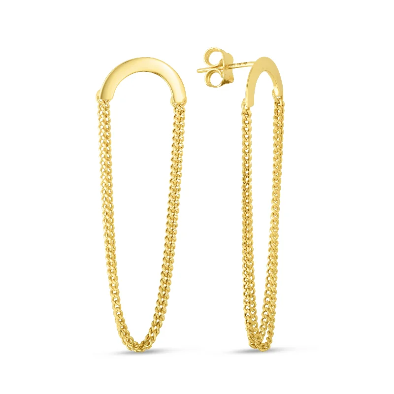 Ladies earrings flare charm -14K Gold Chain Drop Earrings