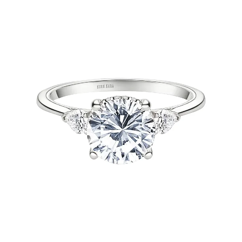 Ladies engagement rings neat glow -Hidden Halo Classic Three Stone Engagement Ring Setting