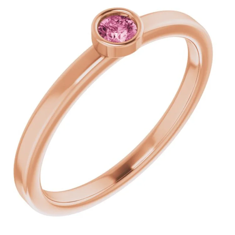 Ladies rings soar charm -14K Rose 3 mm Natural Pink Tourmaline Ring