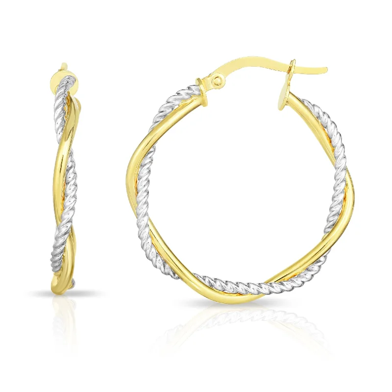 Ladies earrings magic radiance -14K Gold Round Twist & Polished Hoop Earring