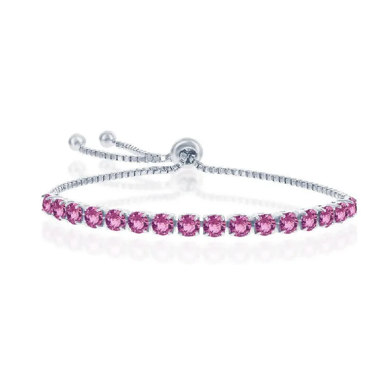 ladies bracelets travel friendly-Sterling Silver 4mm Rose "October" Swarovski Adjustable Bracelet