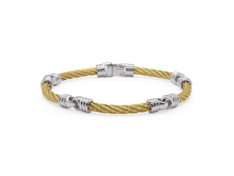 ladies bracelets latest-ALOR Men’s Yellow Cable Link Soft Bracelet