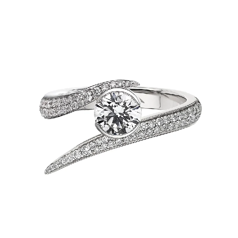 Ladies engagement rings ageless radiance -Interlocking Solitaire100 Engagement Ring - 18ct White Gold & 1.50ct Diamond