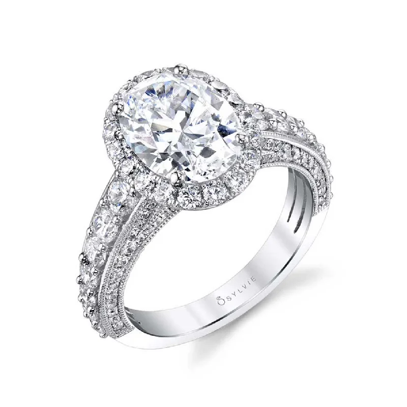 Ladies engagement rings grit shine -Sylvie Oval Engagement Ring S1871