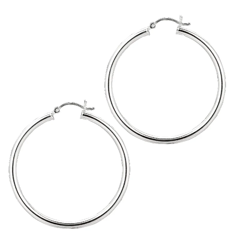 Ladies earrings victorian glow -Silver 3x40mm Hoop Earring