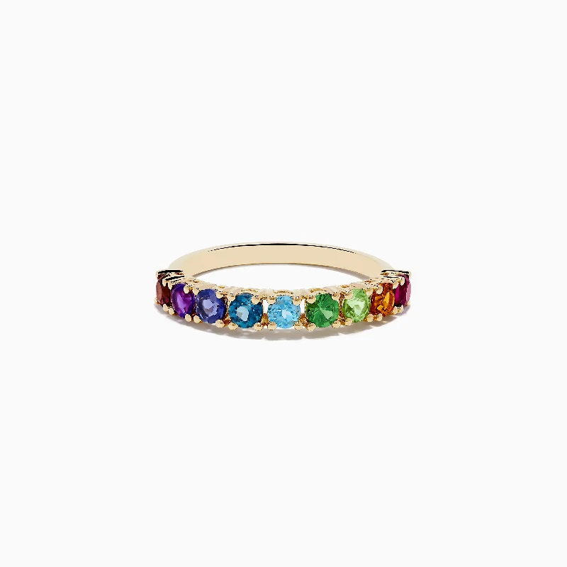 Ladies rings malachite shine -Mosaic 14K Yellow Gold Multi Gemstone Ring