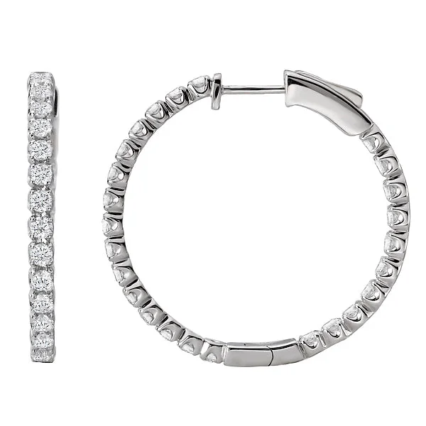 Ladies earrings surf glow -Ladies Diamond Hoop Earrings