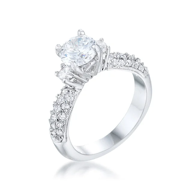 Ladies engagement rings neat glow -Nikita Round Three Stone Engagement Ring | 2.5ct