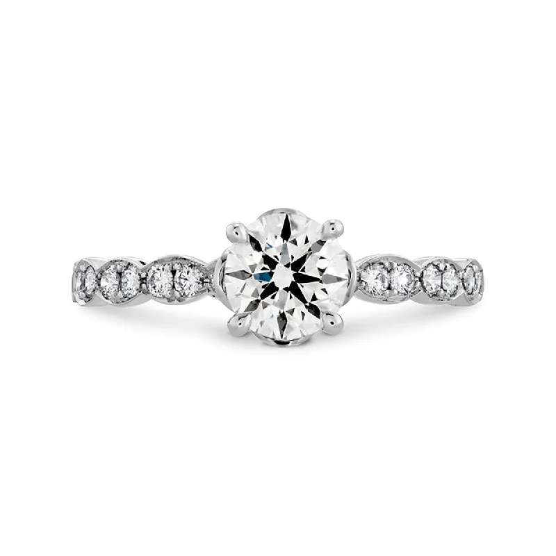 Ladies engagement rings fate charm -Lorelei Floral HOF Diamond Engagement Ring