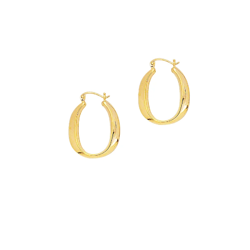 Ladies earrings deco charm -14K Gold Polished Oval Back to Back Hoop Earring