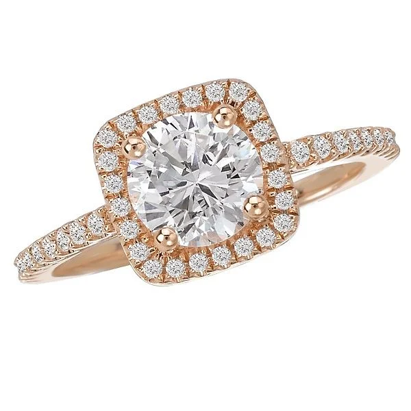 Ladies rings true radiance -14KT ROSE GOLD 1.25 CTW ROUND CUT DIAMOND SQUARE HALO RING