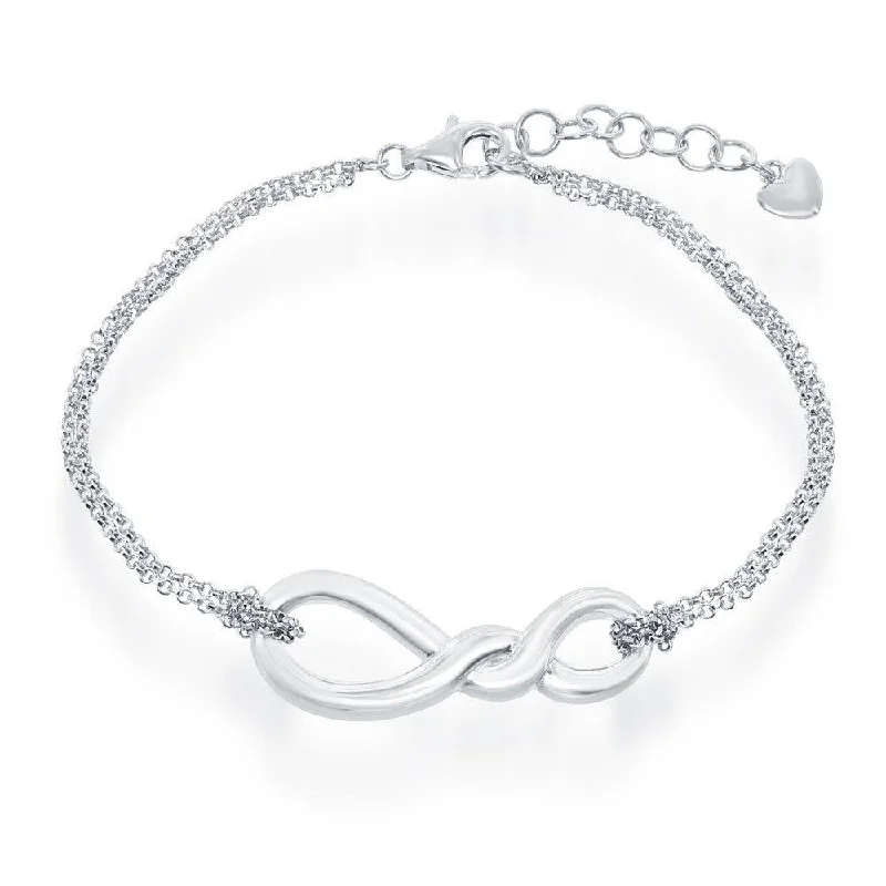 ladies bracelets bangle-Sterling Silver Infinity Knot Double Strand Bracelet, 7"